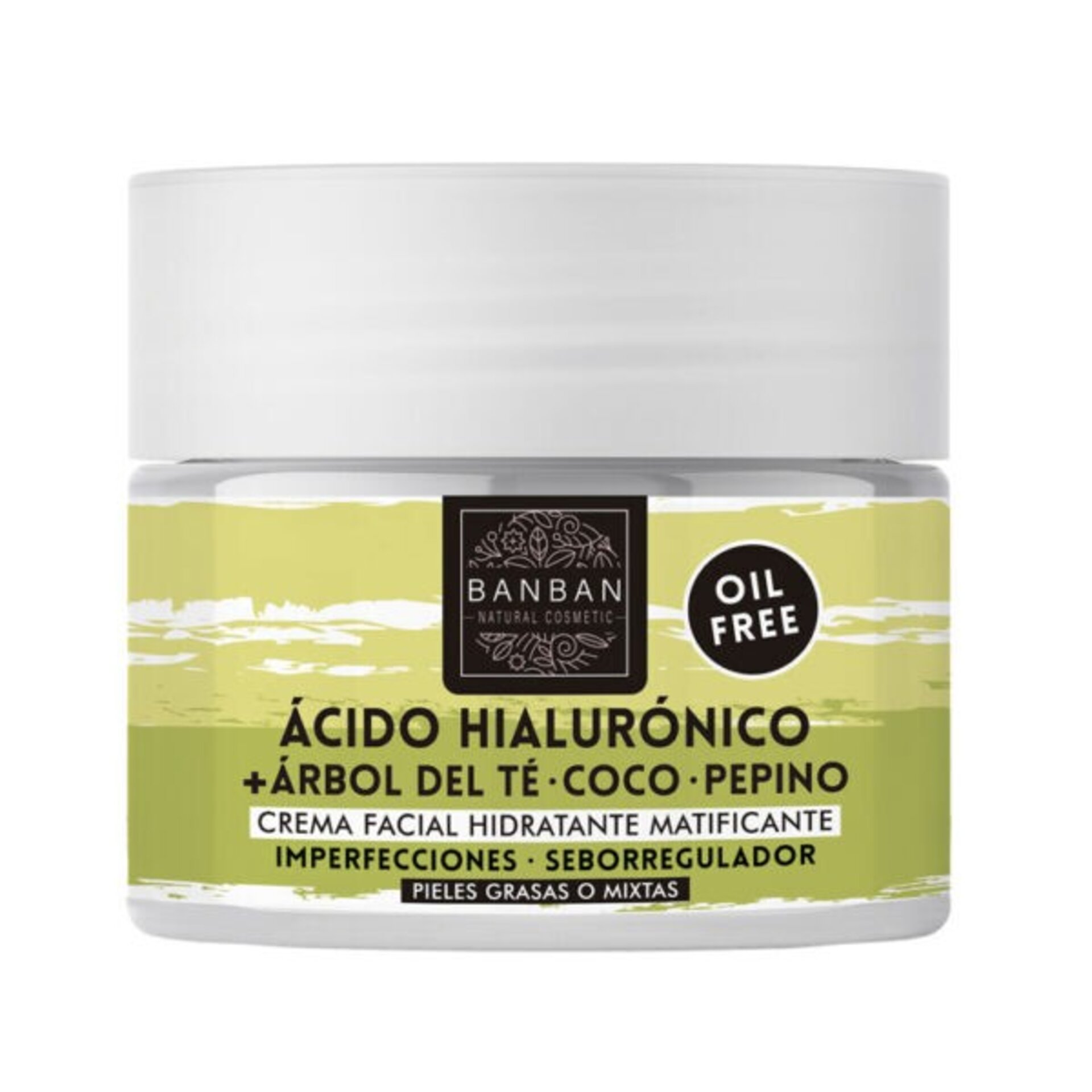 Crema Facial Árbol del Té, Coco y Pepino Pieles Grasas o Mixtas 50ml Banban - 1
